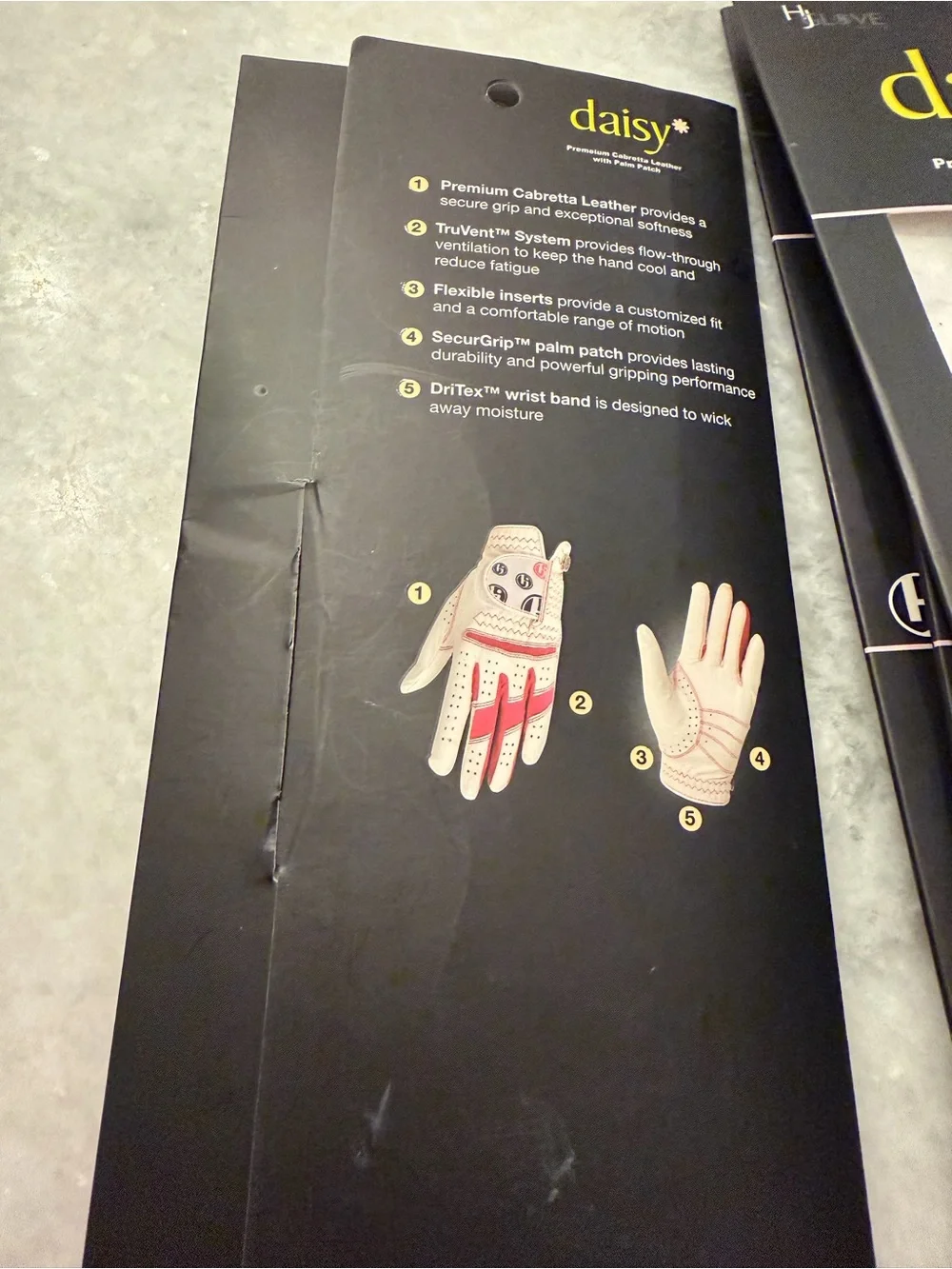 Daisy White and Pink Golf Glove Packaging 4 pairs size Ladies S